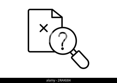 no result data icon. not found, magnifying glass with document. icon related to Find, Search. Line icon style design. Simple vector design editable Stock Vector