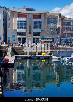 UK, Devon, Plymouth, The Barbican, Sutton Harbour, The Mayflower Museum Stock Photo