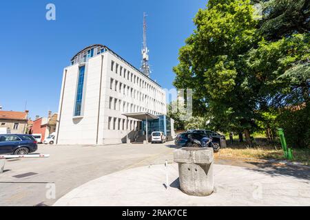 Koper, Slovenia. July 2, 2023.  External view of the headquarters of the RTV Koper-Capodistria/Regional Center building in the city centre Stock Photo