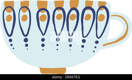 Hand drawn mug. Cute patterned ceramic cup Stock Vector