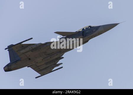 JAS-39 Gripen at Pardubice Air Show 2023 in Pardubice, Czech Republic Stock Photo