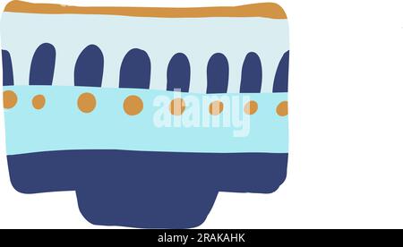 Ceramic mug with rustic ornament. Cute patterned cup isolated on white background Stock Vector