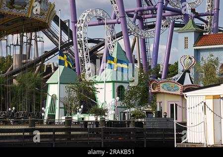 Rollercoaster Jetline is seen at amusement park Gr na Lund in