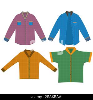 Plaid shirt. Flannel and check shirts. Vector illustrations on white background. Isolated in flat style. Stock Vector