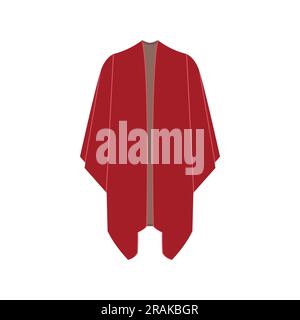 Red poncho vector illustration on white background. Stock Vector