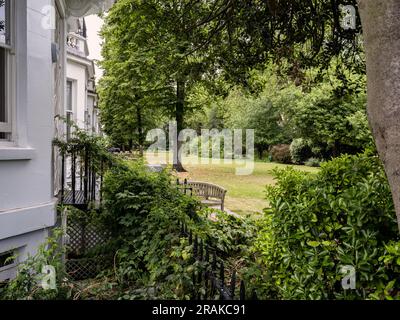 Onslow Gardens, South Kensington, London UK; a typical communal locked garden for well-off residents Stock Photo