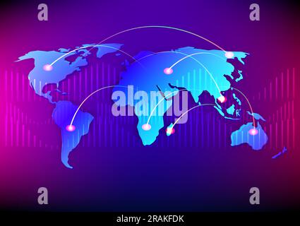 Abstract background digital global technology internet online connection futuristic telecoms line art geography vector illustration Stock Vector