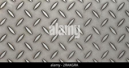 Clean used diamond plate with dust and stain industrial checker tread texture Stock Photo