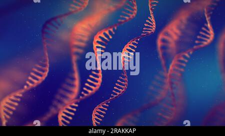 Single strand ribonucleic acid (RNA) molecules. RNA plays an important role in cellular protein synthesis. mRNA vaccine research concept Stock Photo
