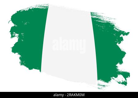 National flag of Nigeria on grunge stroke brush textured white background Stock Photo