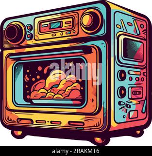 kitchen equipment heats up meal with electricity Stock Vector