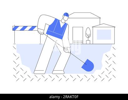 Digging trenches abstract concept vector illustration. Stock Vector