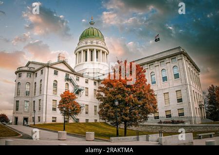 The State Capitol in Augusta, Maine, the 23rd state admitted to the United States in March of 1820. Stock Photo