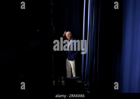 Washington, United States. 04th July, 2023. US President Joe Biden waits to speak during a National Education Association event in the Eisenhower Executive Office Building in Washington, DC, on Tuesday, July 4, 2023. The US Supreme Court last week tossed out Biden's plan to slash the student debt of more than 40 million people, rejecting one of his signature initiatives as exceeding his power. Photo by Ting Shen/UPI Credit: UPI/Alamy Live News Stock Photo