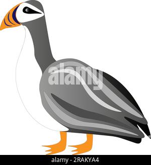 Puffin bird on a white background, children's drawing. Vector illustration Stock Vector