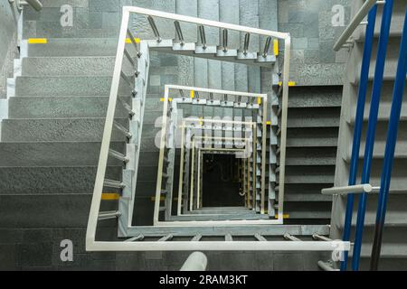 Aerial shot of a staircase in a tall building Stock Photo