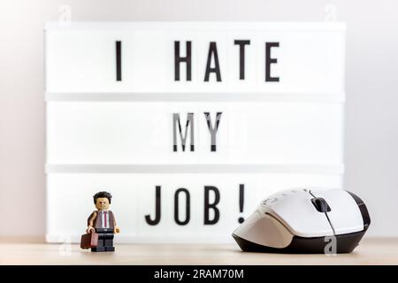 A guy that hate his job. Illustrative editorial. July 01, 2023 Stock Photo