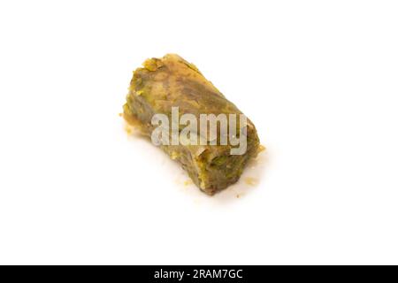 Turkish pistachio baklava isolated on a white background. Stock Photo