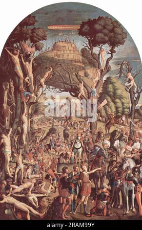 The Crucifixion and the Glorification the Ten Thousand Martyrs on Mount Ararat 1515; Italy by Vittore Carpaccio Stock Photo