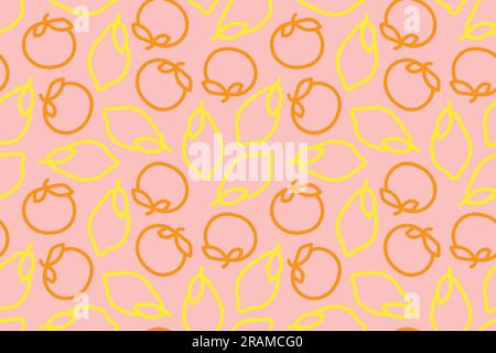 seamless citrus pattern with orange and lemon fruits- vector illustration Stock Vector