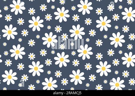 seamless summer floral pattern with daisies- vector illustration Stock Vector