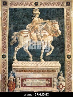 Equestrian monument to Niccolo da Tolentino 1456; Italy by Andrea del Castagno Stock Photo