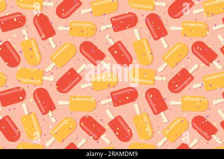 summer colorful seamless pattern with ice creams- vector illustration Stock Vector