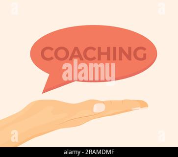 hand showing speech bubble with coaching word -vector illustration Stock Vector