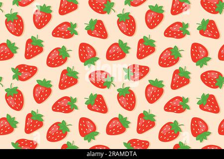 summer seamless pattern with strawberries- vector illustration Stock Vector