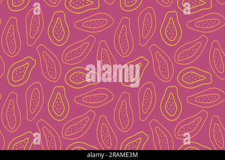 summer seamless pattern with papaya fruits- vector illustration Stock Vector