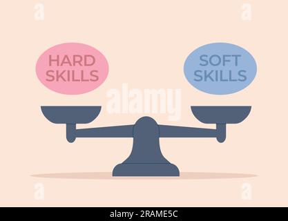 concept of balancing hard and soft skills- vector illustration Stock Vector