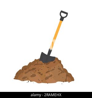 garden shovel in the heap of soil -vector illustration Stock Vector