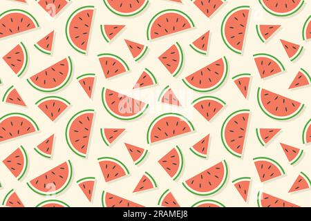summer seamless pattern with watermelons- vector illustration Stock Vector