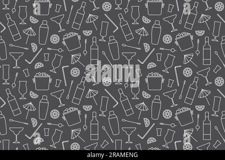 seamless bartender pattern, cocktail bar, great for wrapping, textile, wallpaper, greeting card- vector illustration Stock Vector