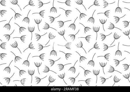 seamless pattern with black dandelion seeds- vector illustration Stock Vector
