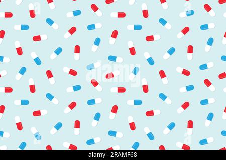medical seamless pattern with pills capsules- vector illustration Stock Vector