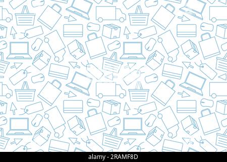 seamless pattern with e-commerce, online shopping icons- vector illustration Stock Vector