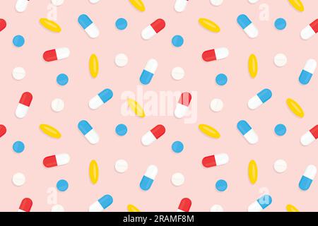 medical, doctor seamless pattern with colorful pills - vector illustration Stock Vector