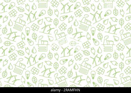 green renewable enegry seamless pattern  - vector illustration Stock Vector