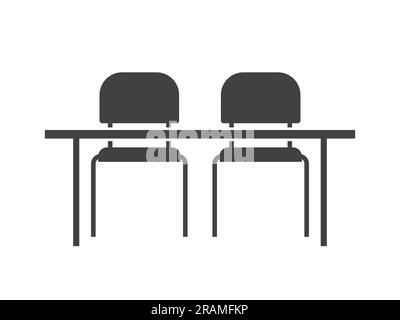 table and two chairs , classroom, school desk- vector illustration Stock Vector
