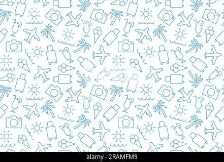 travel, summer vacation seamless pattern, great for wrapping, textile, wallpaper, greeting card- vector illustration Stock Vector