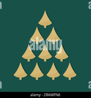 golden christmas tree- vector illustration Stock Vector