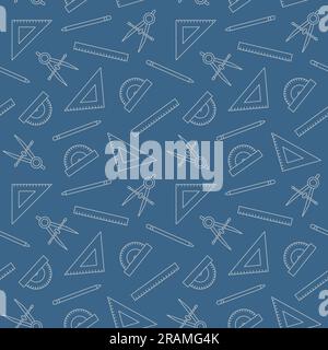 seamless pattern of geometry tools, maths, back to school concept, great for wrapping, textile, wallpaper, greeting card- vector illustration Stock Vector