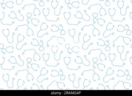 health care, medicine, doctor seamless pattern with stethoscope icons - vector illustration Stock Vector