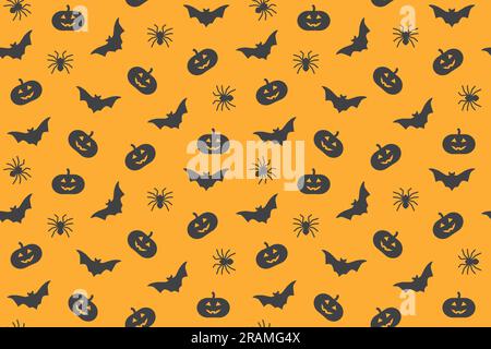 seamless Halloween pattern Jack-o’-lantern, spider and bat - vector illustration Stock Vector