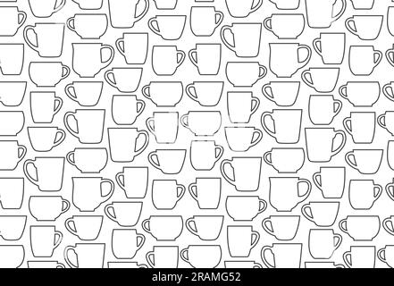seamless pattern of different coffee, tea cups, great for wrapping, textile, wallpaper, greeting card- vector illustration Stock Vector