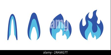 set of gas fire flames- vector illustration Stock Vector