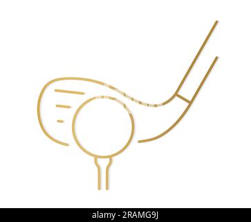 golden golf club and ball on tee- vector illustration Stock Vector