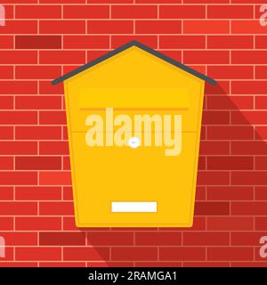 yellow mailbox on brick wall- vector illustration Stock Vector
