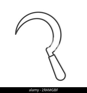 garden scythe, sickle blade outline icon- vector illustration Stock Vector